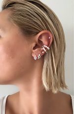 PEMBE TAŞLI BAKLAVA KÜPE - Görsel 2