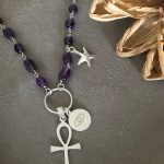 ANKH VE GÖZ MADALYONLU AMETİST KOLYE