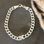 TURKUAZ TAŞLI KALIN ZİNCİR HARF BİLEKLİK