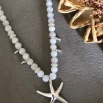 DENİZ YILDIZI MADALYONLU AY TAŞI KOLYE