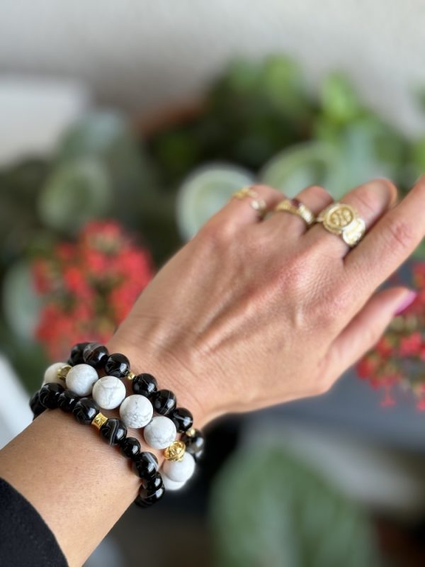 SİYAH AGAT VE HAVLİT TAŞI BİLEKLİK SETİ - Görsel 3