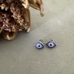 LACİVERT MİNE İŞLEMELİ NAZAR GÖZ KÜPE