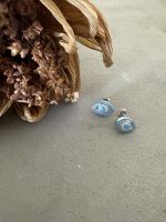 TURKUAZ MİNE İŞLEMELİ NAZAR GÖZ KÜPE