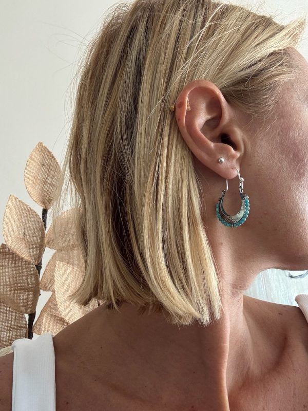 FİRUZE TAŞLI ETNİK KÜPE - Görsel 3