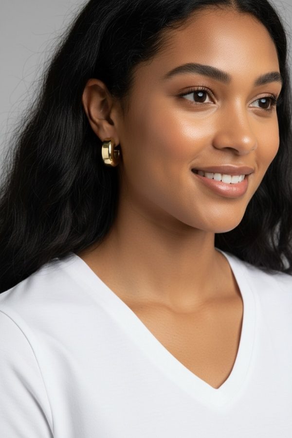 DİKDÖRTGEN KALIN HALKA KÜPE - Görsel 3